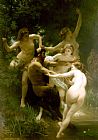 William Bouguereau Wall Art - Nymphs and Satyr.